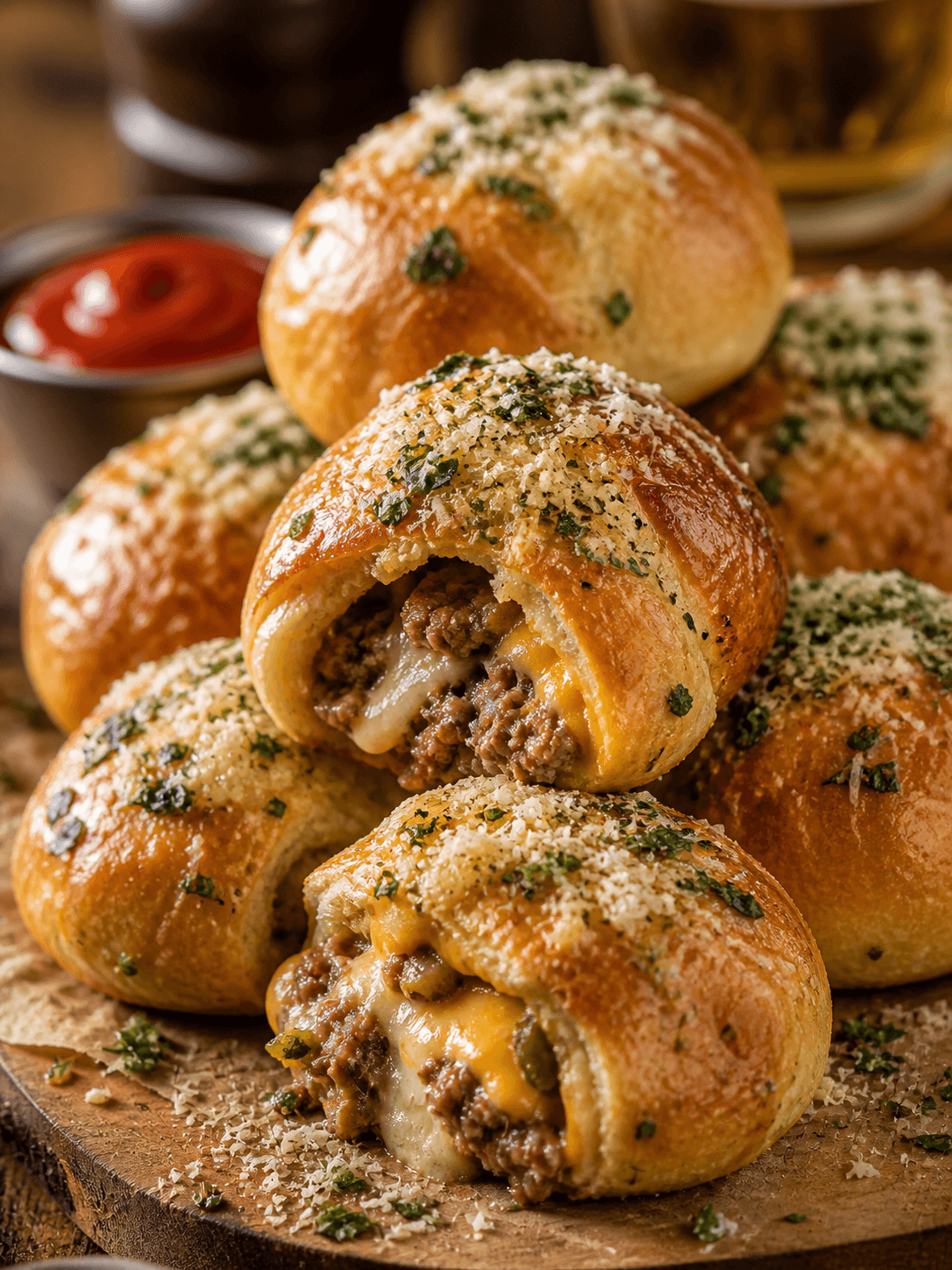 Garlic Parmesan Cheeseburger Bombs
