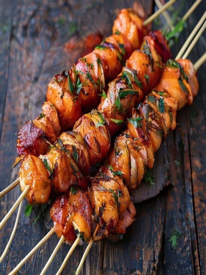 Peruvian Anticuchos de Camarones