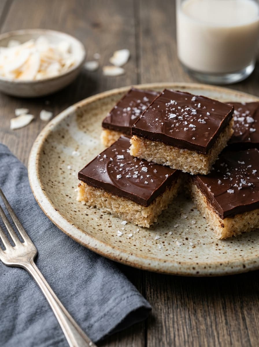 Skinny No Bake Coconut Bars with Chocolate